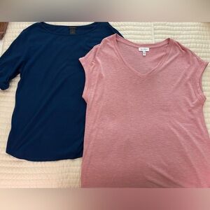 Pink and Navy Blue T-Shirts Lot of 2 Ann Taylor and Jessica Simpson Size Medium